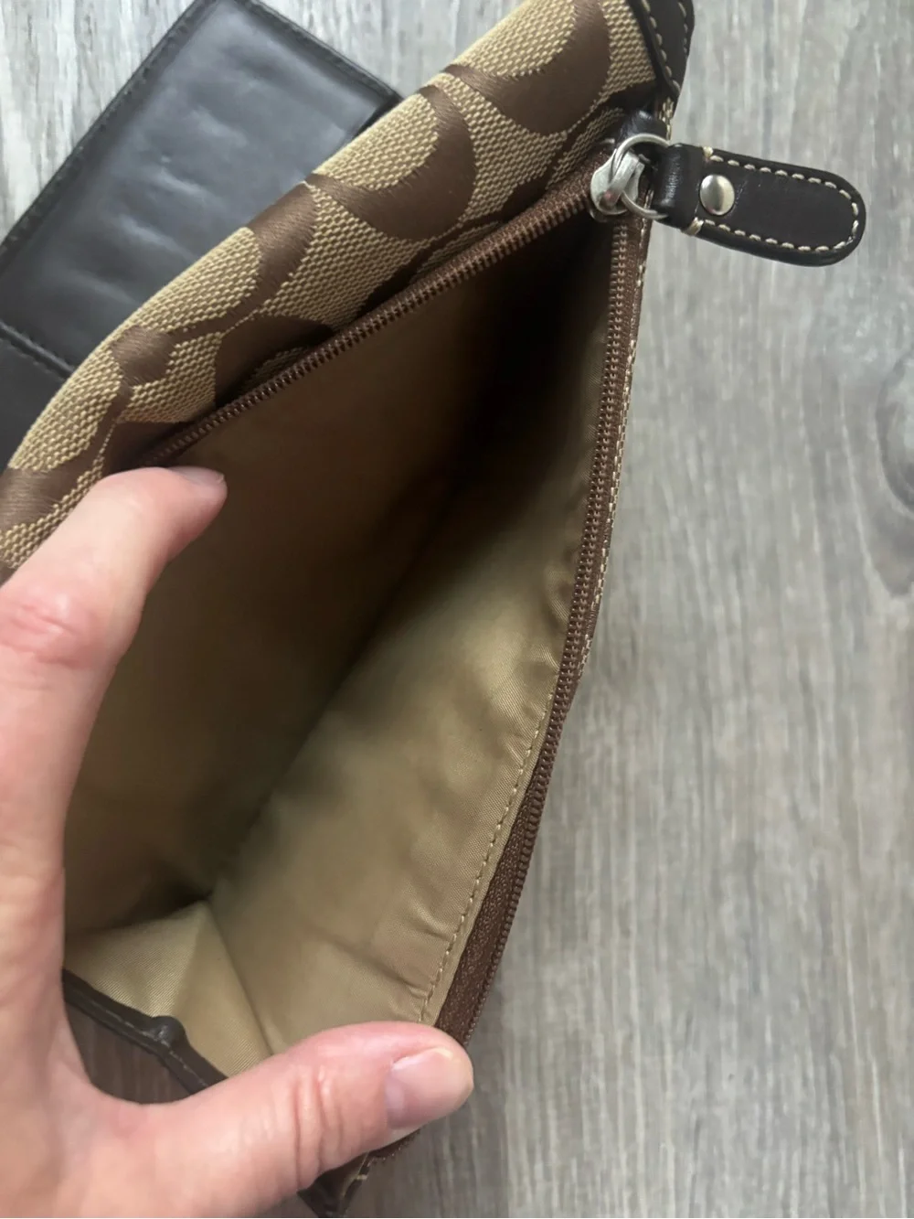 Coach Tan and Brown Signature Continental Wallet